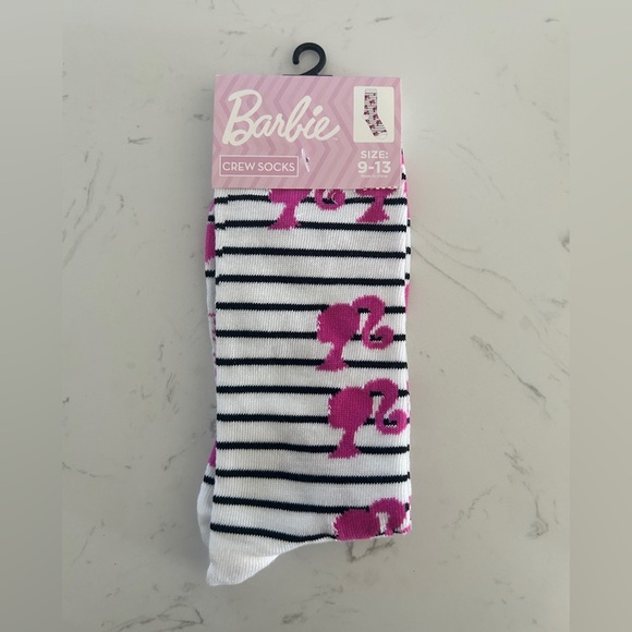 Mattel Barbie Striped Crew Socks, Unisex, Size 9-13- NWT - Picture 1 of 4